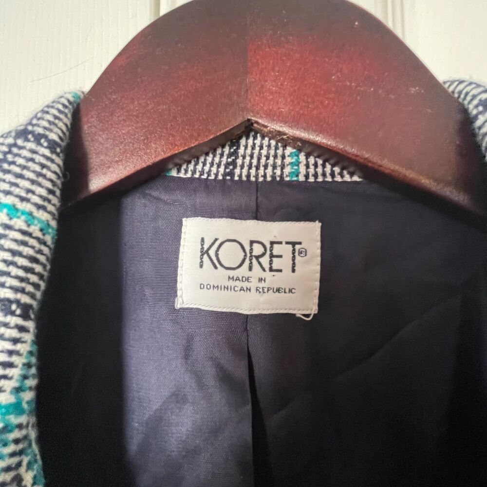 Koret Vintage Women’s Size 12 Plaid Single-Button Y2K Blazer Teal Black Jacket - Picture 4 of 8